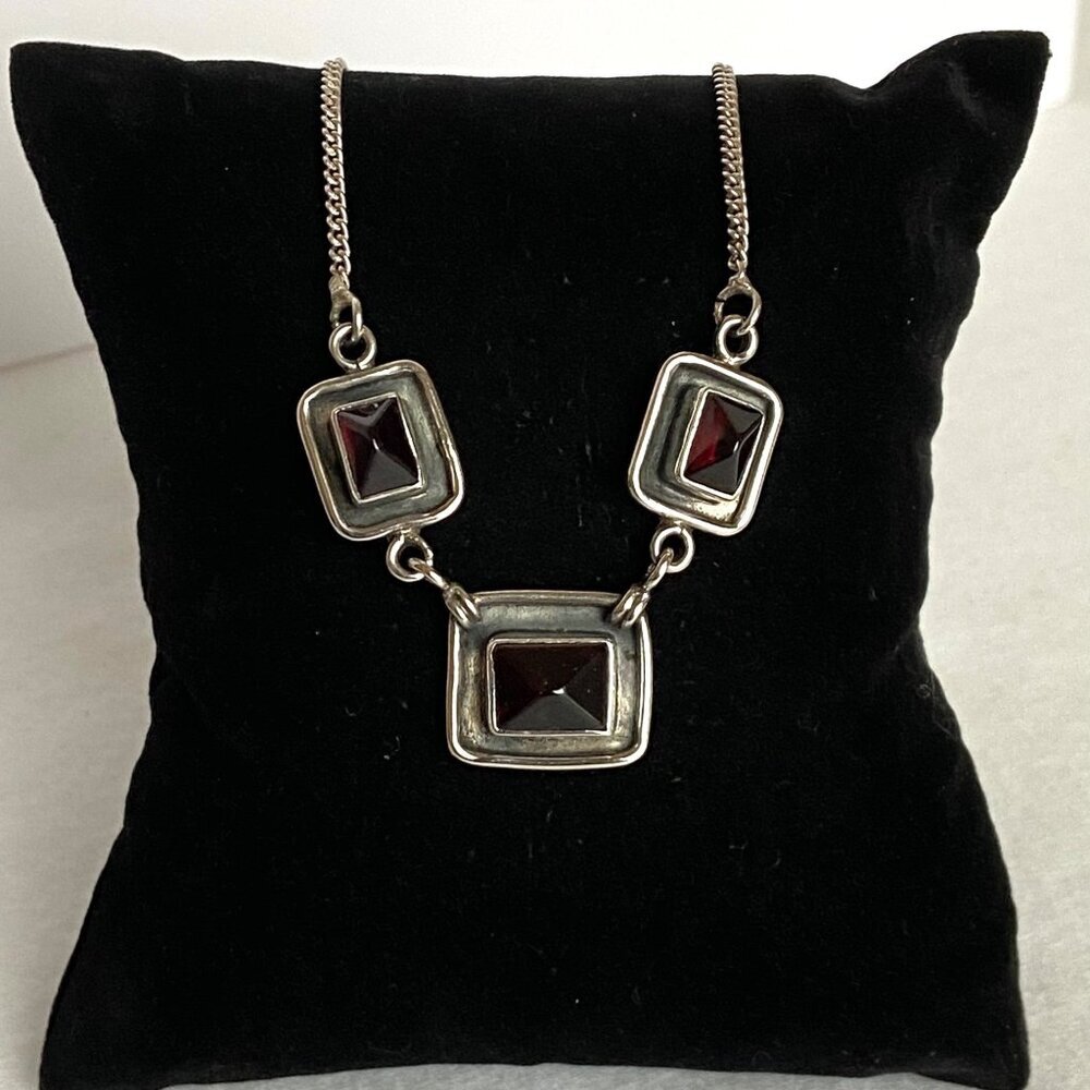 Sterling Silver 925 Rectangular Bezel Set 3 Stone… - image 2